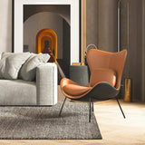 Orange & Black PU Leather Upholstered Accent Chair in Black Pillow Included-Richsoul-Chairs & Recliners,Furniture,Living Room Furniture