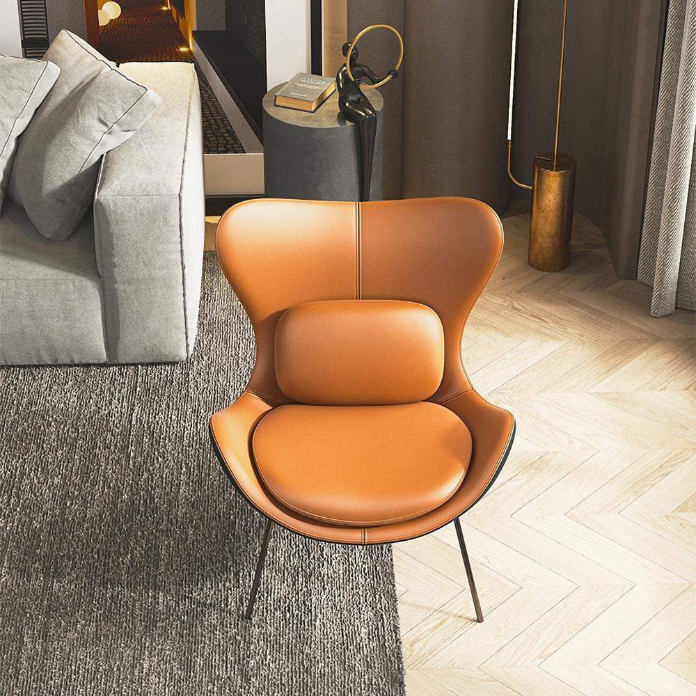 Orange & Black PU Leather Upholstered Accent Chair in Black Pillow Included-Richsoul-Chairs & Recliners,Furniture,Living Room Furniture