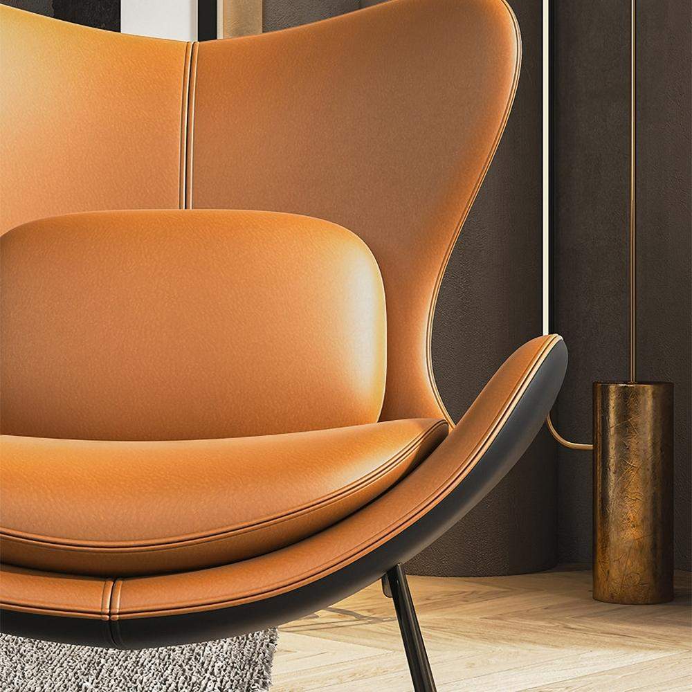 Orange & Black PU Leather Upholstered Accent Chair in Black Pillow Included-Richsoul-Chairs & Recliners,Furniture,Living Room Furniture