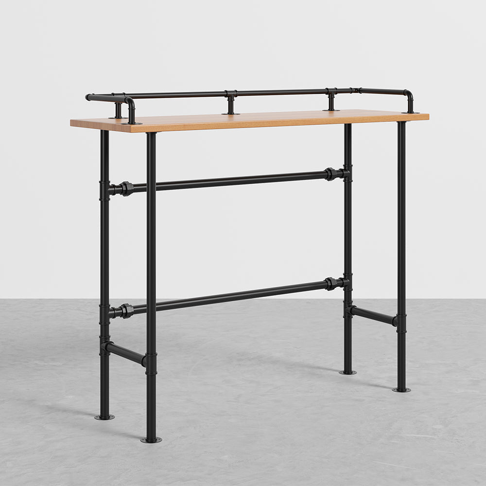 39.4" Industrial Rectangular Bar Table Metal in Black