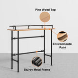 39.4" Industrial Rectangular Bar Table Metal in Black