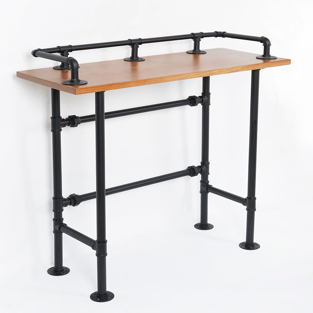 39.4" Industrial Rectangular Bar Table Metal in Black
