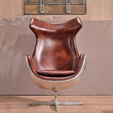 Retro Brown & Silver Leather Upholstered Accent Chair Aluminum Alloy Frame-Chairs & Recliners,Furniture,Living Room Furniture
