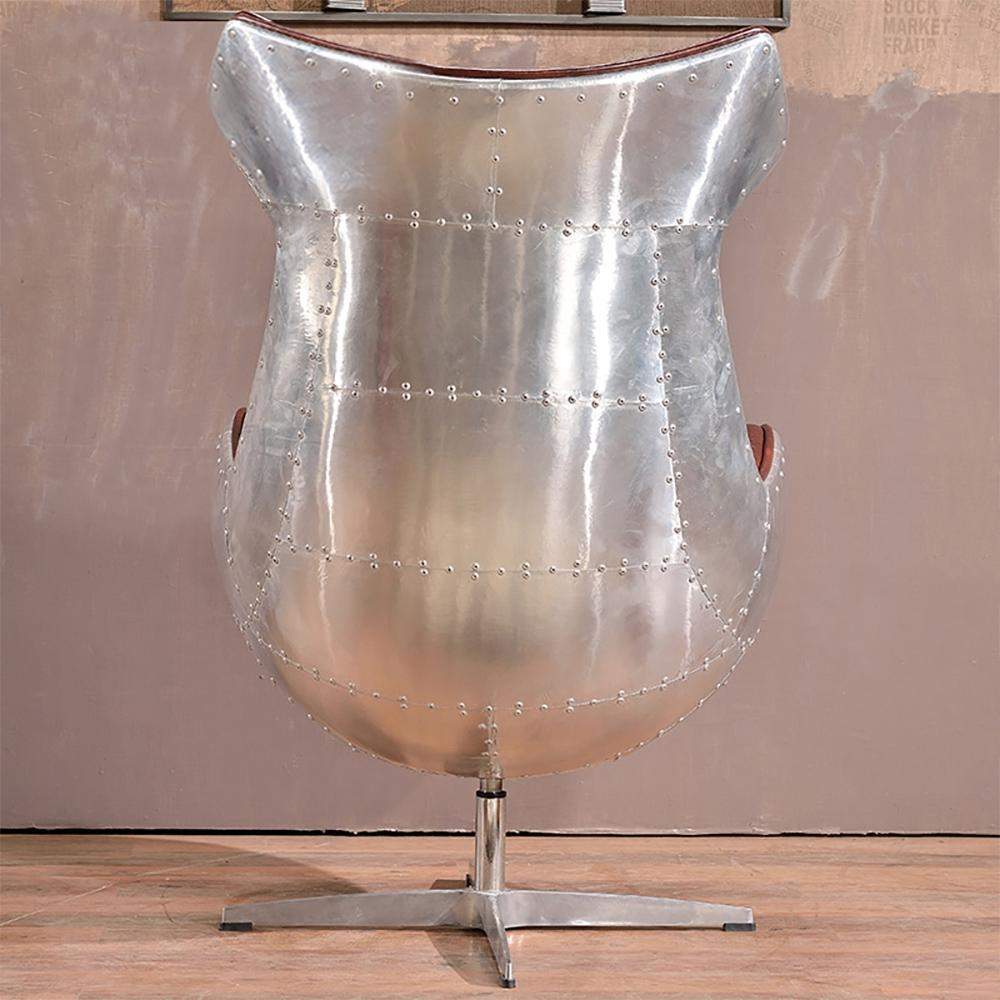 Retro Brown & Silver Leather Upholstered Accent Chair Aluminum Alloy Frame-Chairs & Recliners,Furniture,Living Room Furniture