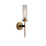 Modern Minimalist 1-Light Cylinder Clear Ribbed Glass Shade Wall Sconces in Gold&Black