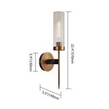 Modern Minimalist 1-Light Cylinder Clear Ribbed Glass Shade Wall Sconces in Gold&Black