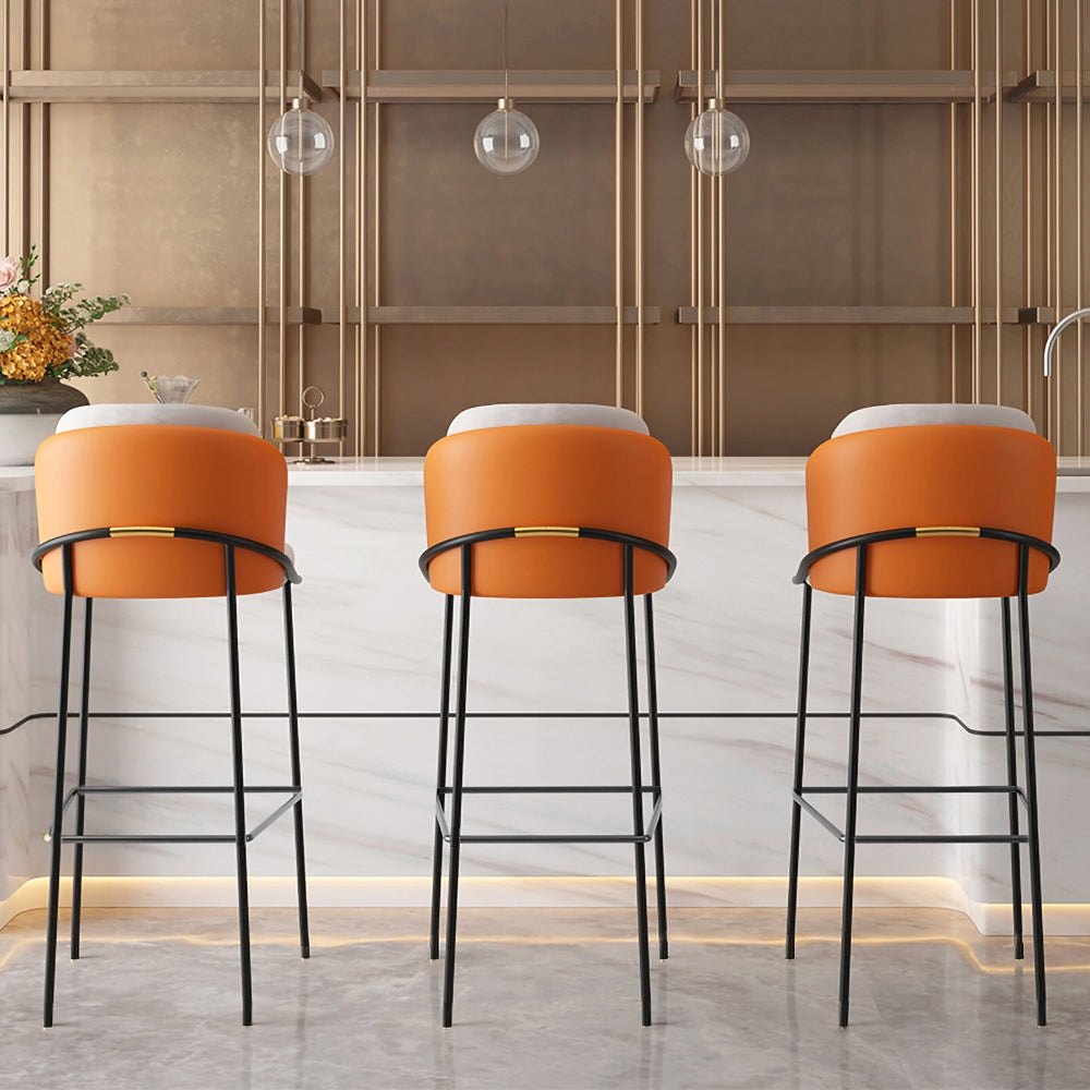 Counter Height Bar Stool Upholstered PU Leather Counter Stool with Footrest