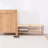 Modern Bench Dining Room Bench Rattan Bench with Wood Legs