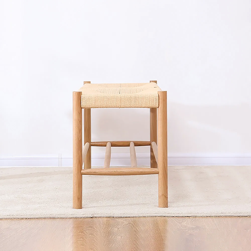 Modern Bench Dining Room Bench Rattan Bench with Wood Legs