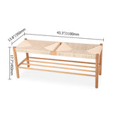 Modern Bench Dining Room Bench Rattan Bench with Wood Legs