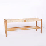 Modern Bench Dining Room Bench Rattan Bench with Wood Legs