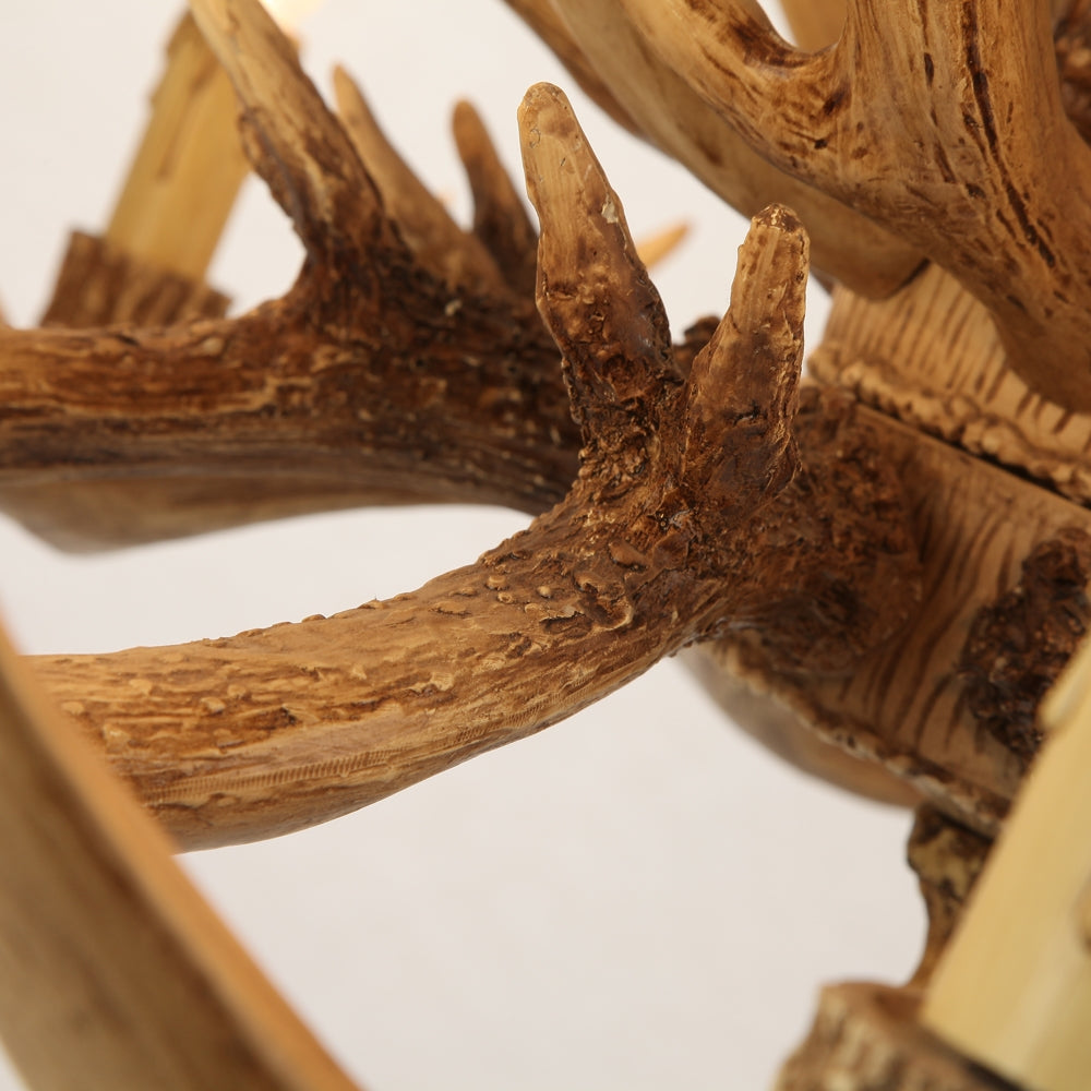 Rustic Style Resin Antler Whitetail Branch 2-Tier 12 Candle Light Large Cascade Chandelier