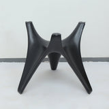 47.2" Round White Faux Marble Dining Table Black Base