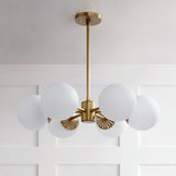 Modern Gold Glass Globe Kitchen Chandelier 6-Light