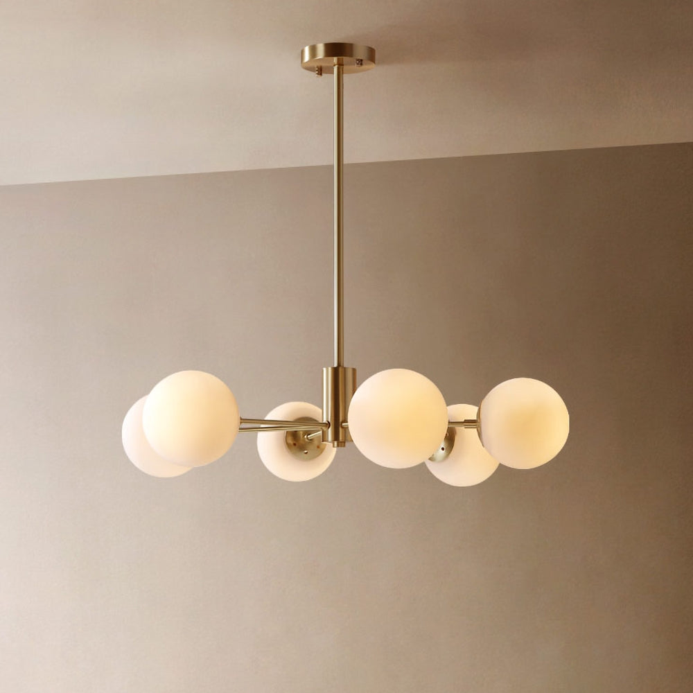Modern Gold Glass Globe Kitchen Chandelier 6-Light