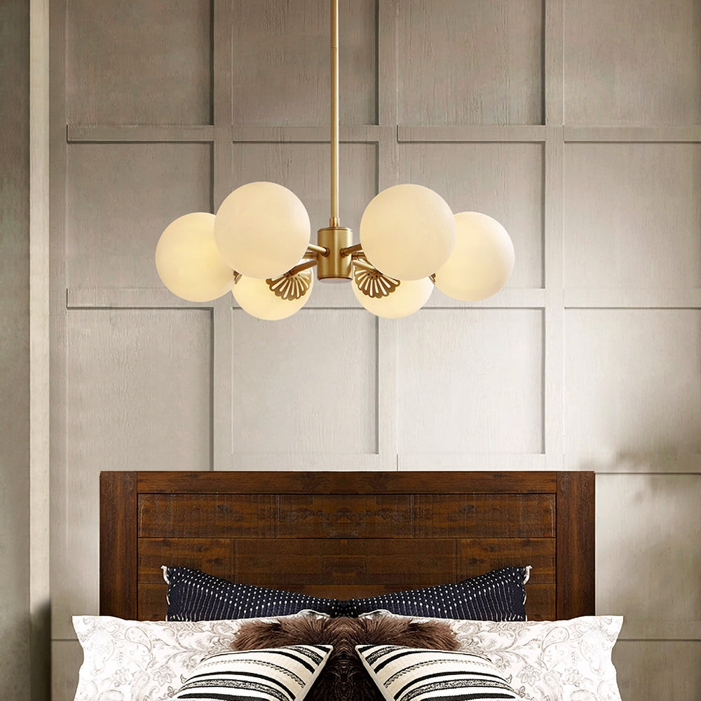 Modern Gold Glass Globe Kitchen Chandelier 6-Light