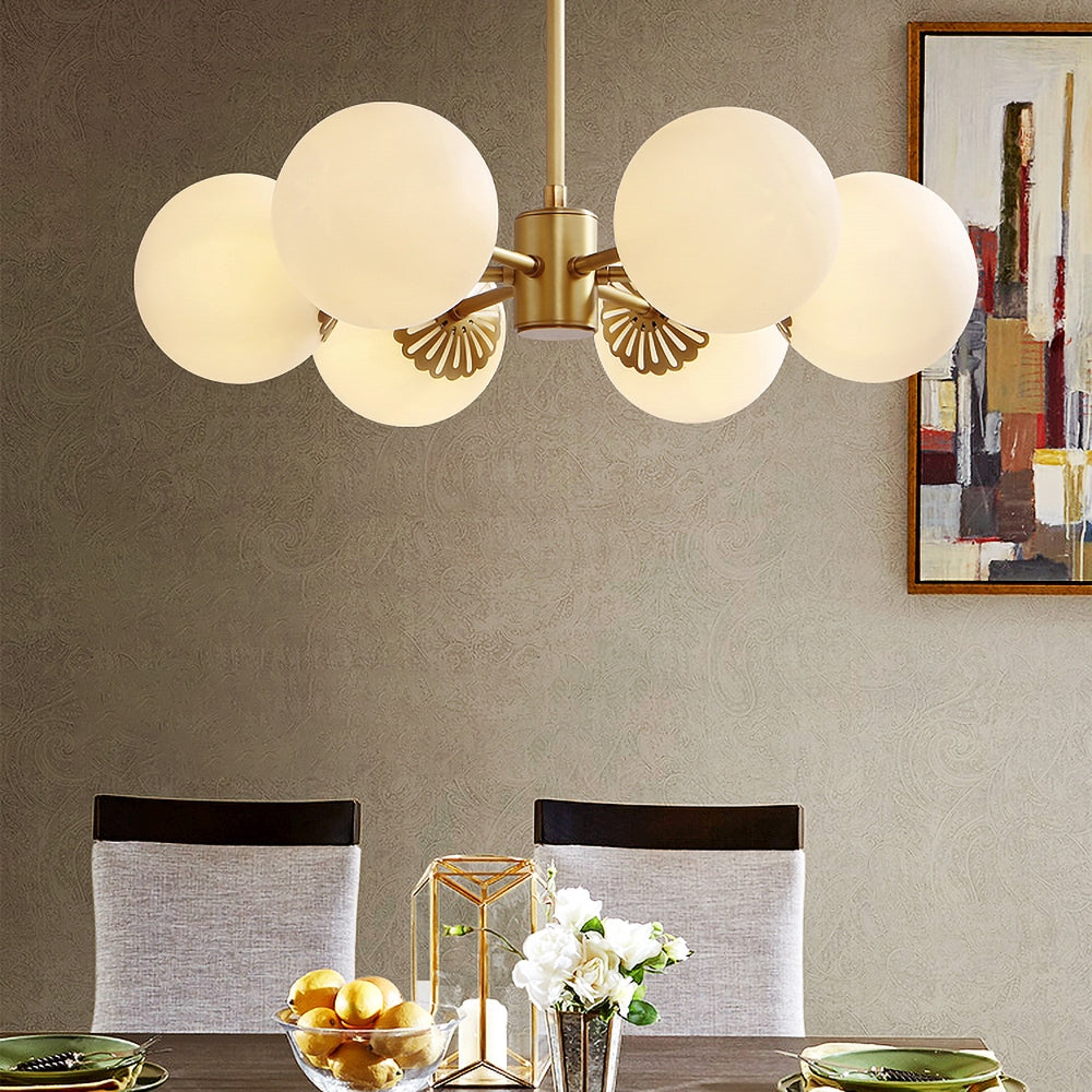 Modern Gold Glass Globe Kitchen Chandelier 6-Light