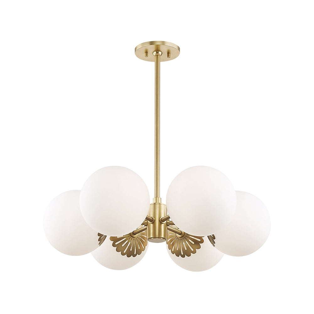 Modern Gold Glass Globe Kitchen Chandelier 6-Light