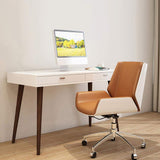 White&Orange Faux Leather Task Chair for Desk Upholstered Chrome Office Chair in Chrome-Furniture,Office Chairs,Office Furniture