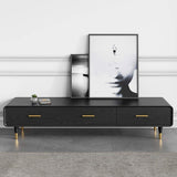 Modern 63 Inch Black TV Stand Rectangle Media Stand Wood TV Console with 3 Drawers