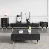 Modern 63 Inch Black TV Stand Rectangle Media Stand Wood TV Console with 3 Drawers-Richsoul-Furniture,Living Room Furniture,TV Stands