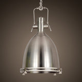 Prim Industrial 1-Light Dome Shade Pendant Light with Frosted Glass Diffuser Satin Nickel