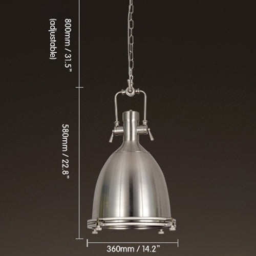 Prim Industrial 1-Light Dome Shade Pendant Light with Frosted Glass Diffuser Satin Nickel