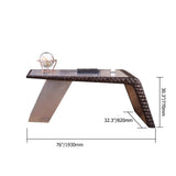 76" Aviator Desk with Storage Aluminum and Leather Office Desk-Desks,Furniture,Office Furniture