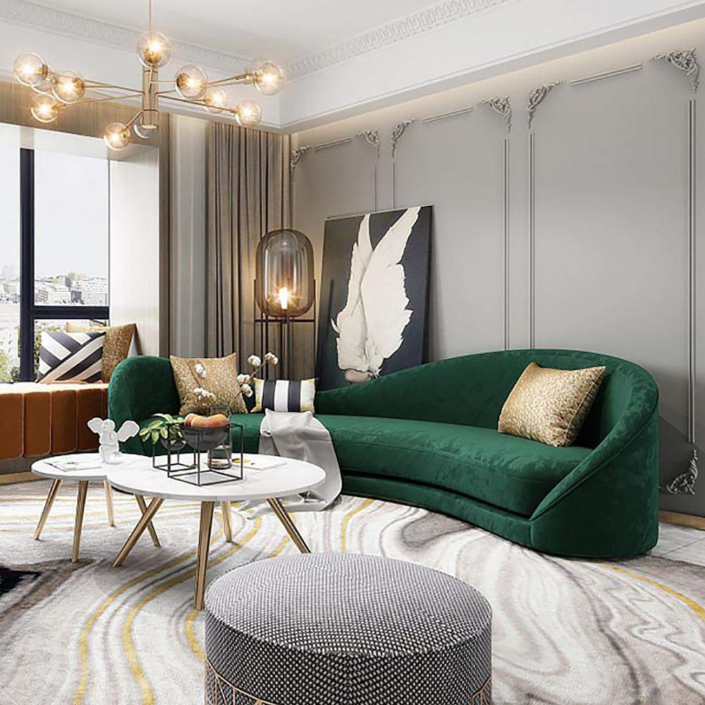 Luxury Green Velvet Upholstered Sofa 3-Seater Sofa Solid Wood Frame 82.7" Sofa-Richsoul-Furniture,Living Room Furniture,Sofas & Loveseats