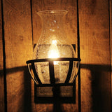 Rustic Glass Single Candelabra Wall Lamp with Metal Backplate