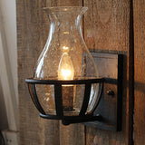 Rustic Glass Single Candelabra Wall Lamp with Metal Backplate