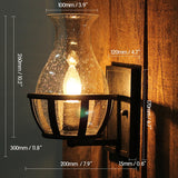 Rustic Glass Single Candelabra Wall Lamp with Metal Backplate