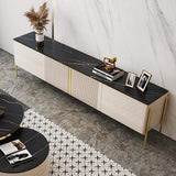 Modern Champagne TV Stand with Doors&Drawers Stone Top Media Console-Furniture,Living Room Furniture,TV Stands