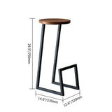 Industrial Black Wood Bar Stools Set of 2 Backless with Metal Legs