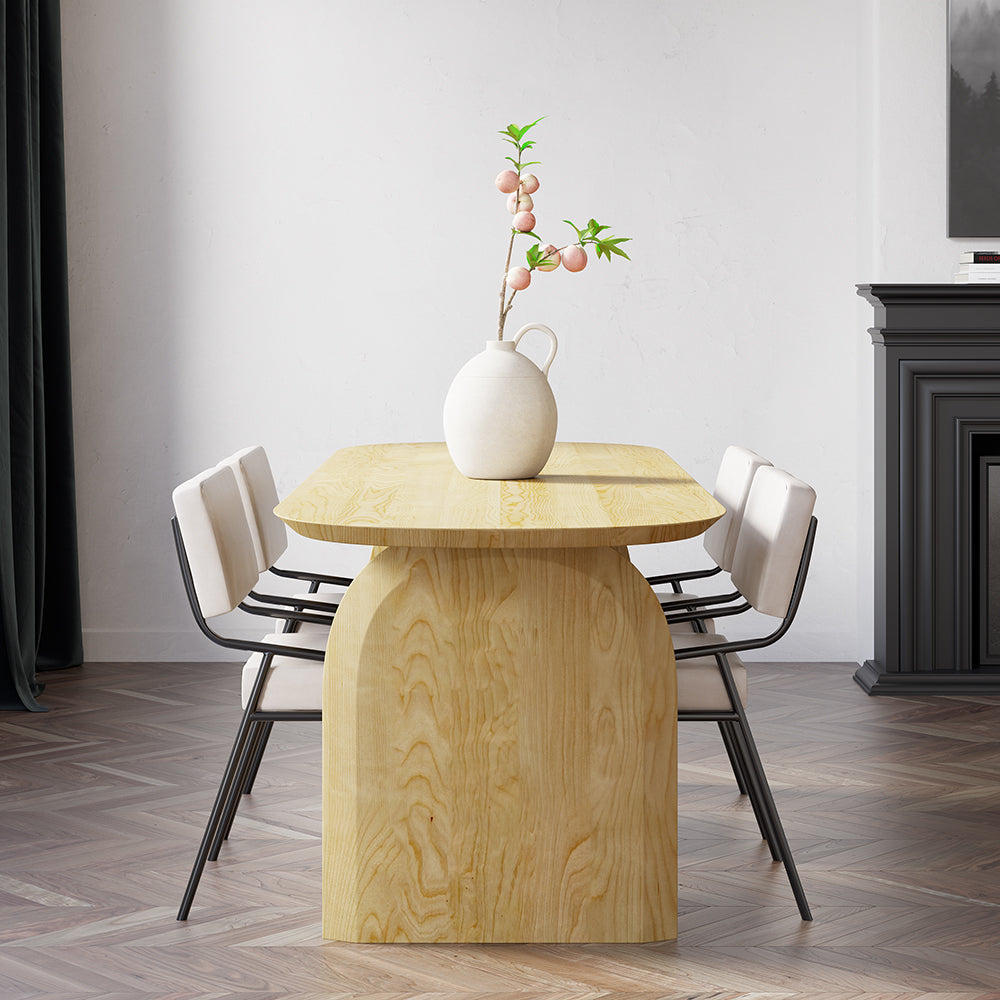 59" Modern Wooden Dining Table Solid Wood Table for 4 Seaters