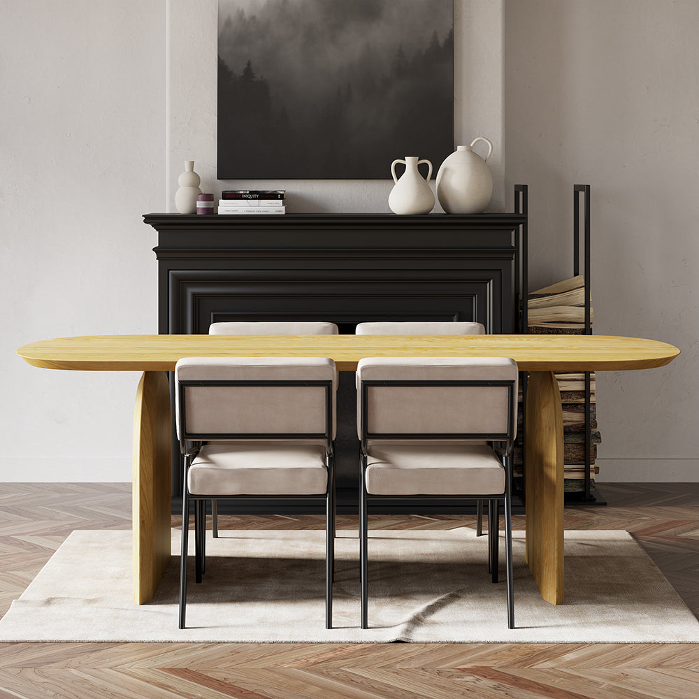 59" Modern Wooden Dining Table Solid Wood Table for 4 Seaters