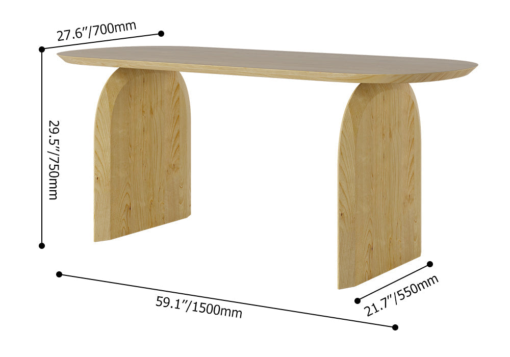 59" Modern Wooden Dining Table Solid Wood Table for 4 Seaters