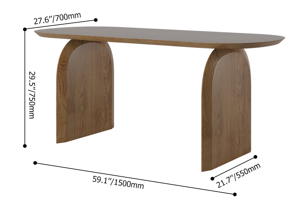 59.1" Farmhouse Dining Table Solid Wood Top & Pedestals for 4