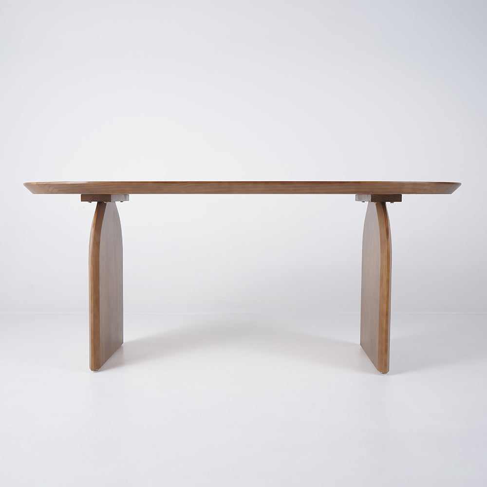 59.1" Farmhouse Dining Table Solid Wood Top & Pedestals for 4