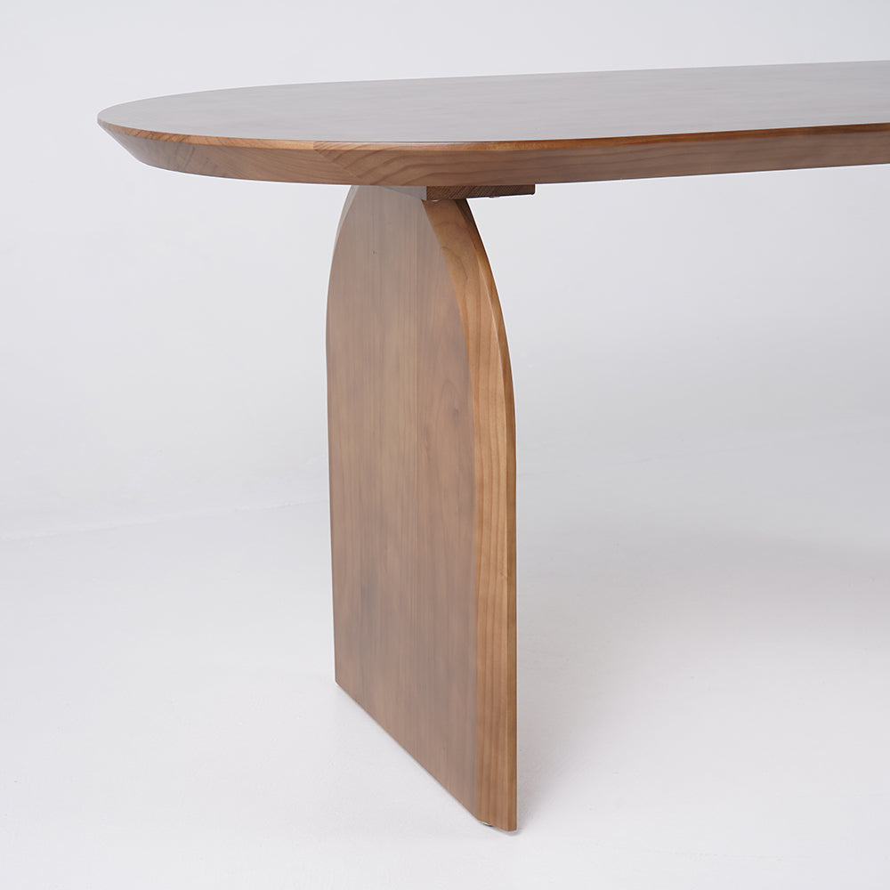 59.1" Farmhouse Dining Table Solid Wood Top & Pedestals for 4