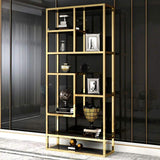 Luxury Display Geometric Bookshelf in Gold & Black-Bookcases & Bookshelves,Furniture,Office Furniture