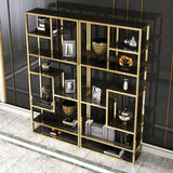 Luxury Display Geometric Bookshelf in Gold & Black-Bookcases & Bookshelves,Furniture,Office Furniture
