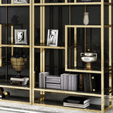 Luxury Display Geometric Bookshelf in Gold & Black-Bookcases & Bookshelves,Furniture,Office Furniture