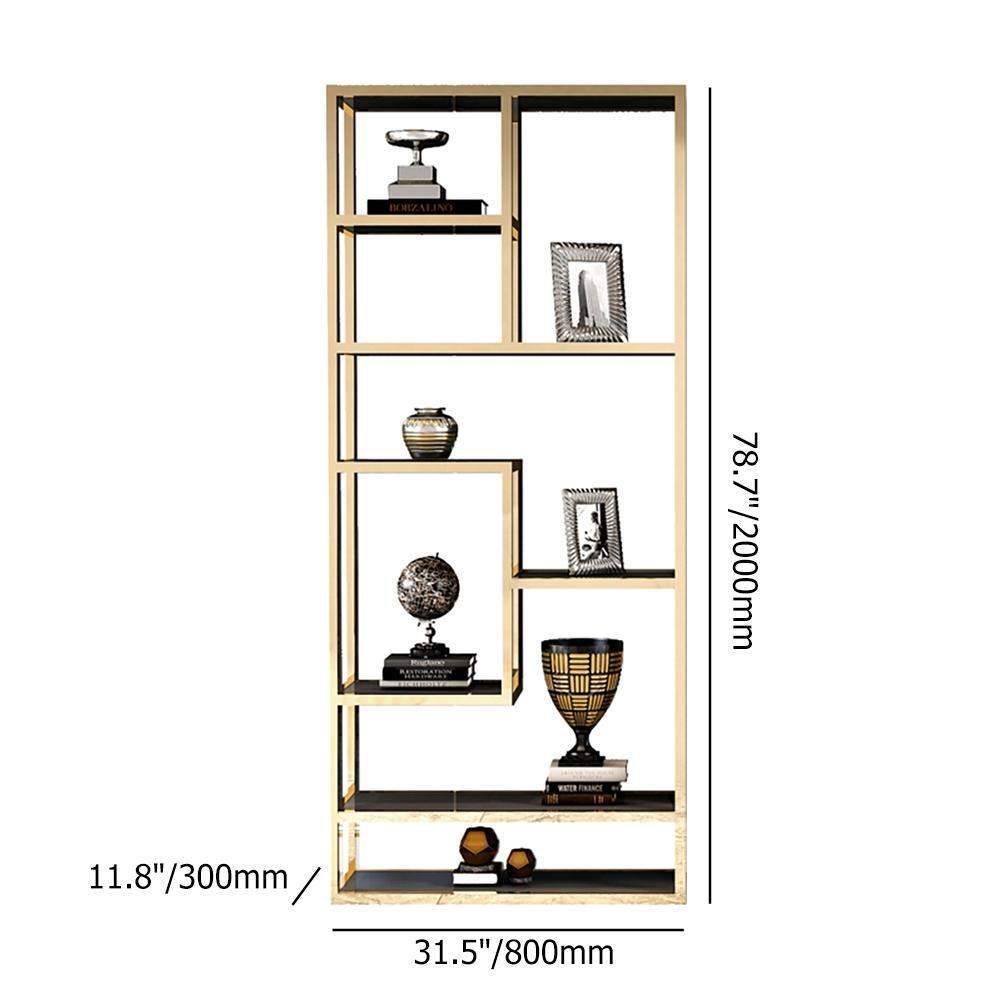 Luxury Display Geometric Bookshelf in Gold & Black-Bookcases & Bookshelves,Furniture,Office Furniture