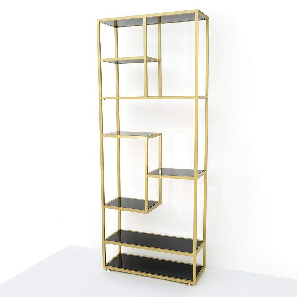 Luxury Display Geometric Bookshelf in Gold & Black-Bookcases & Bookshelves,Furniture,Office Furniture