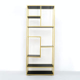 Luxury Display Geometric Bookshelf in Gold & Black-Bookcases & Bookshelves,Furniture,Office Furniture