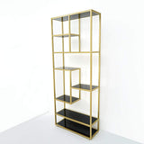 Luxury Display Geometric Bookshelf in Gold & Black-Bookcases & Bookshelves,Furniture,Office Furniture