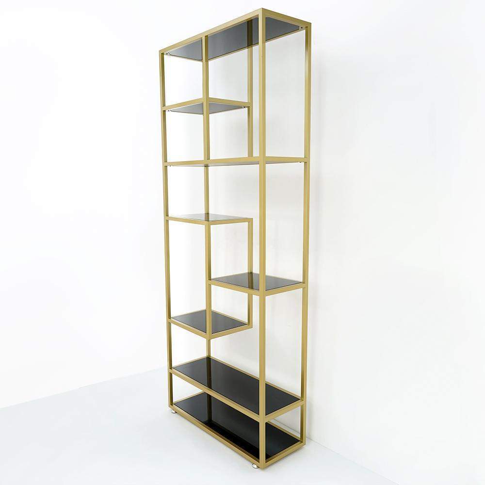 Luxury Display Geometric Bookshelf in Gold & Black-Bookcases & Bookshelves,Furniture,Office Furniture