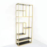 Luxury Display Geometric Bookshelf in Gold & Black-Bookcases & Bookshelves,Furniture,Office Furniture