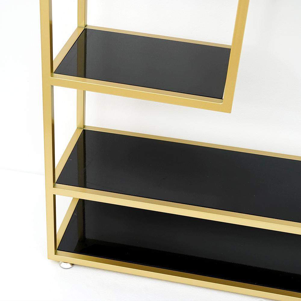 Luxury Display Geometric Bookshelf in Gold & Black-Bookcases & Bookshelves,Furniture,Office Furniture
